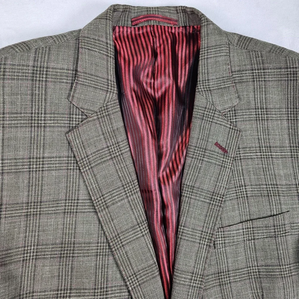 Marzoni Sam's Tailor BESPOKE Blazer Sport Coat 42R Olive Black Pink Houndstooth